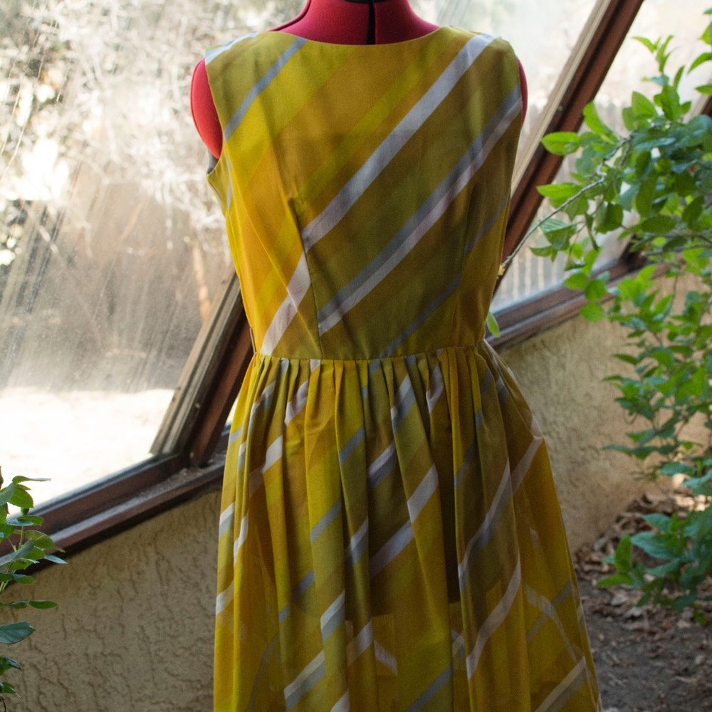 1960's Striped Mustard Dress
